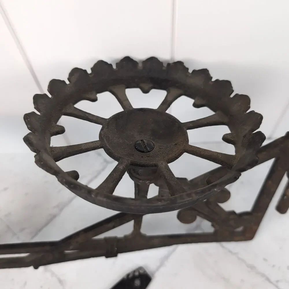 Eastlake Antique Cast Iron Plant Oil Lamp Double Wall Bracket With Mount Rustic
